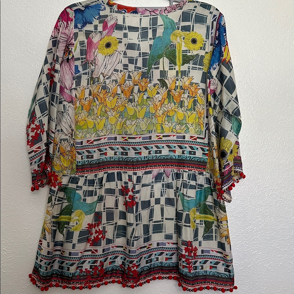 Johnny Was !00% Silk Dress/Tunic Floral Printed Top - Picture 5 of 9
